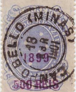 132Ab Cruzeiro do Sul, com sobrecarga, denteação 13 - 500/300 Reis (25/06/1899) -0