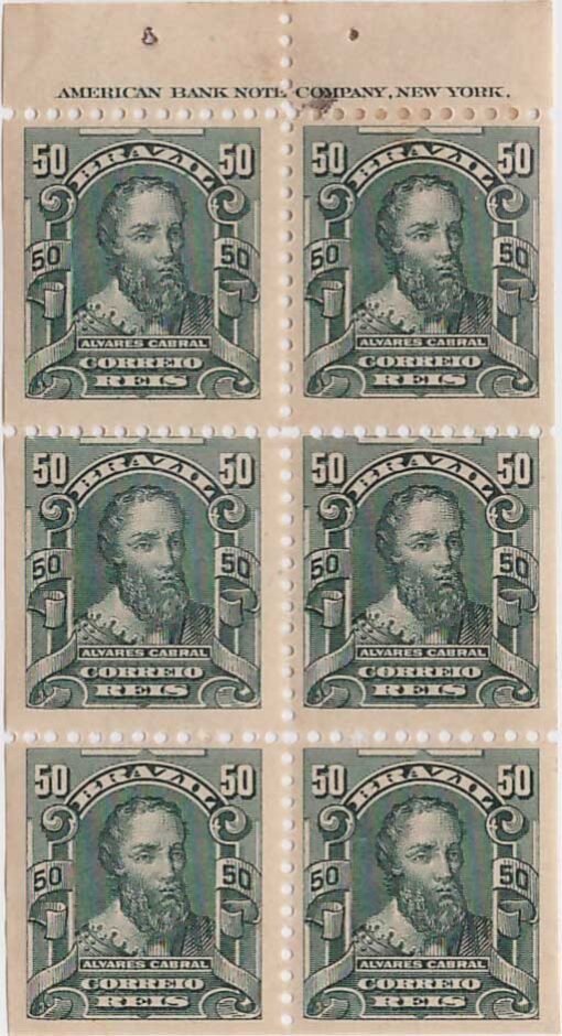138H Alegoria Republicana - Folha com 6 selos e legenda - 50 Reis (16/04/1908) -0