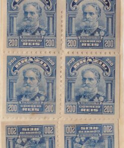 140H Alegoria Republicana - Folha com 6 selos e legenda - 200 Reis (16/04/1908) -0