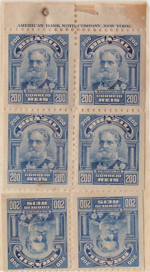 140H Alegoria Republicana - Folha com 6 selos e legenda - 200 Reis (16/04/1908) -0