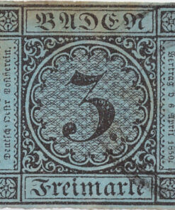 Baden 8 - Numeral em Círculo Usado - 3 Kr - Dezembro/1858-0
