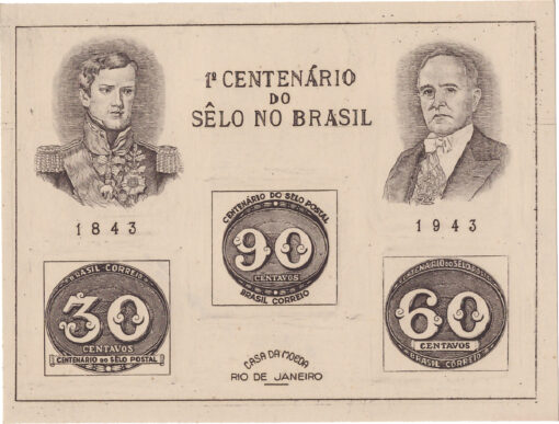 F-A-3 - Centenário do Selo Brasileiro - Fol. Com. (fil. horizontal)