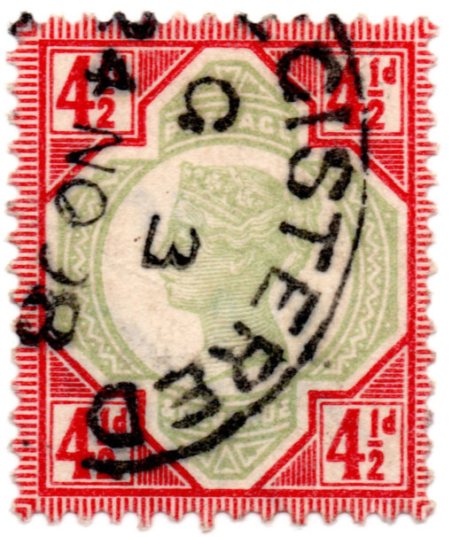 ST/G 206 - 77 - Queen Victoria - 4 1/2d - (1887-1900) - green and red-0