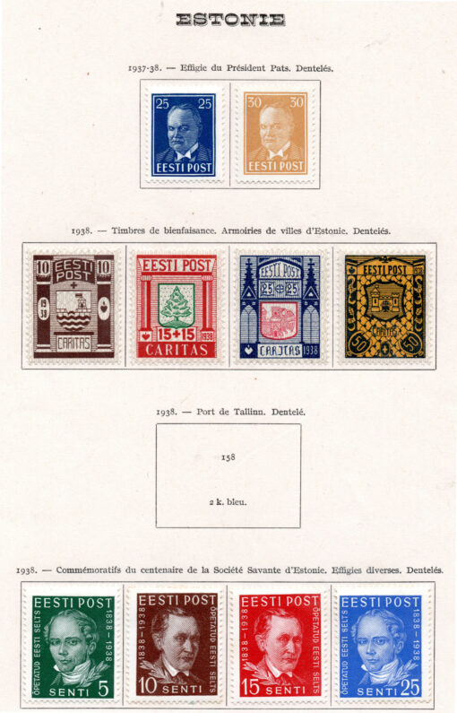 Estônia - 1936-1940 - STW-158-159 - President Konstantin Päts/STW-171-174 - Coat of arms/STW-176-179 - Estonian writers-0