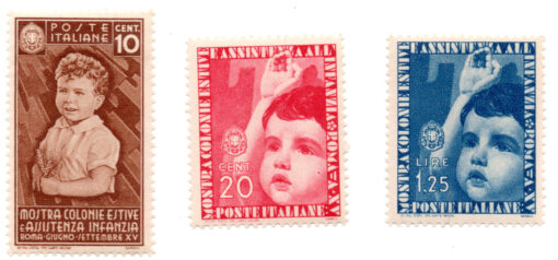 Itália - 1937 - STW-525 / 526 / 531 - 1937 Summer Exhibition for Child Welfare (conjunto 3 selos - série incompleta)-0