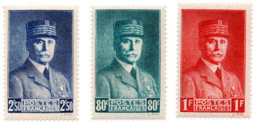 França - 1940/41 - Y-471 a Y473 - 1941 Marshal Pétain, 1856-1951 (conjunto 3 selos)-0