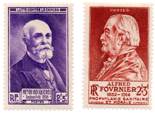 França - 1946 - Y-748 e Y749 - Charity Stamp - Alfred Fovrnier / Henri Becquerel (conjunto 2 selos)-0