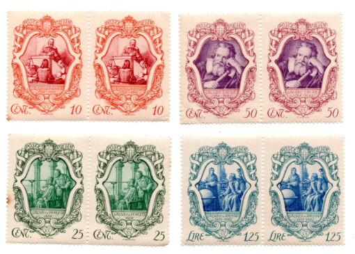 Itália - 1942 - STW-599 a 602 - 1942 The 300th Anniversary of the Death of Galilei (conjunto 4 selos - série completa em duplas)-0