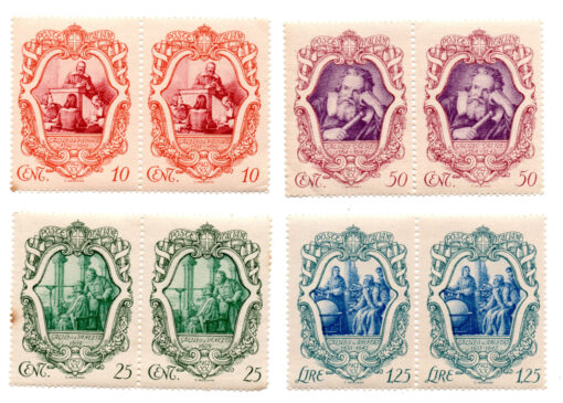 Itália - 1942 - STW-599 a 602 - 1942 The 300th Anniversary of the Death of Galilei (conjunto 4 selos - série completa em duplas)-0