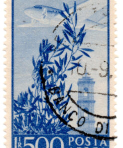 Itália - 1948 - STW-716 - 1948 Airmail - Airplane over Bell Tower, Rome -0