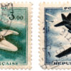 França - Y-35 e Y-36 (aéreo) - 1957/59 - aviões: M5 760 Paris e Caravelle (Conjunto 2 selos)-0
