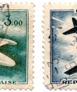 França - Y-35 e Y-36 (aéreo) - 1957/59 - aviões: M5 760 Paris e Caravelle (Conjunto 2 selos)-0