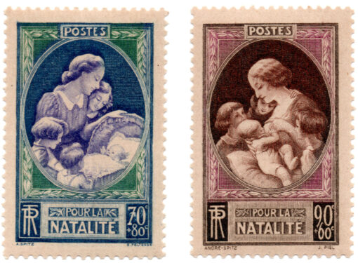 França - 1939 - Y-440 e Y-441 - 1939 Charity Stamp - Pour la Natalité (Conjunto 2 selos) -0