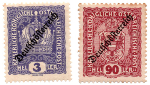 Áustria - 1918 - STW- 250 e STW- 263 - 1918 -1919 Stamps of 1916-1917 Overprinted "Deutschösterreich" - (Conjunto 2 selos)-0