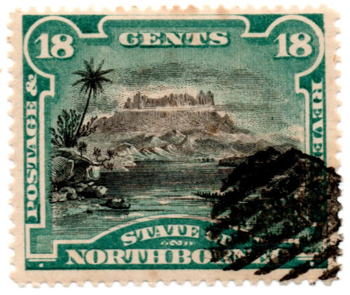 Malásia (Borneo) - 1894 - STW- 57 -1894 Local Motifs - Mint Value is for Oval Bars Cancellations - Mount Kinabalu-0