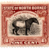 Malásia (Borneo) - 1909 - STW-128 - 1909 -1911 Local Motifs - Mint Value is for Oval Bars Cancellations - Tapirus indicus (Selo novo)-0