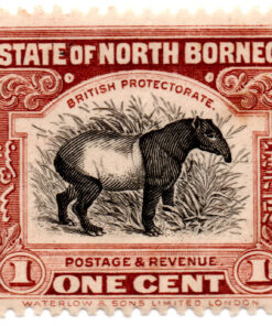 Malásia (Borneo) - 1909 - STW-128 - 1909 -1911 Local Motifs - Mint Value is for Oval Bars Cancellations - Tapirus indicus (Selo novo)-0