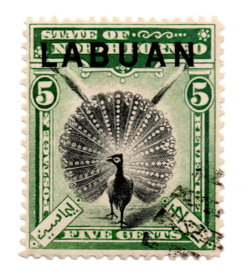 Labuan (Malásia) - 1897 - STW-73 - 1897 Not Issued North Borneo Stamps Overprinted "LABUAN" - Great Argus Pheasant-0