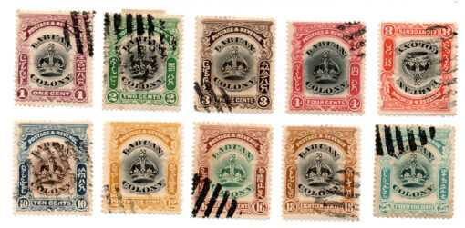 Labuan (Malásia) - 1902 - STW-99-107 - 1902 -1903 Crown - Conjunto 9 selos - Série incompleta-0