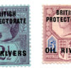 Nigéria - 1832 - STW-4 e STW-5 - 1832 Queen Elizabeth - 1892 Great Britain Postage Stamps Overprinted "BRITISH PROTECTORATE - OIL RIVERS" (Conjunto 2 selos)-0