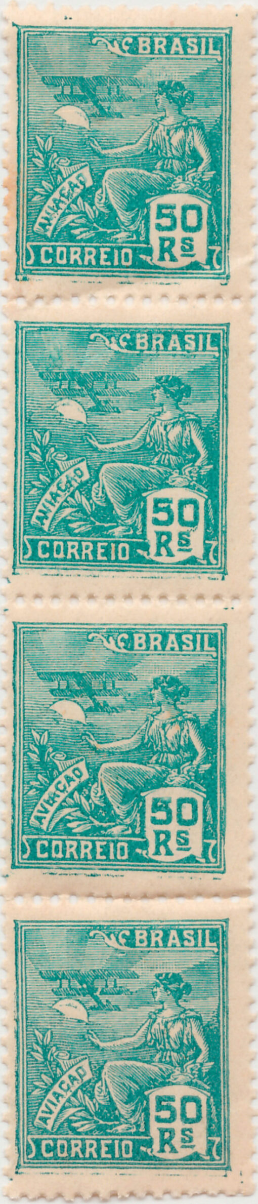 279 - Vovó- 50 Reis - Filigrana "K" (1931/34) Tira de 4-0