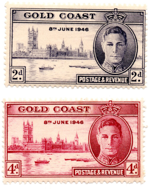 Gana (Costa do Ouro) - 1946 - STW-122 e STW-123 -1946 King George VI & London Parliament (conjunto 2 selos)-0