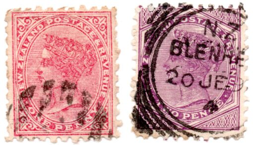 Nova Zelândia - 1882 - STW-56a e 57 - 1882 -1885 Queen Victoria - Inscription "NEW ZEALAND - POSTAGE & REVENUE" - Conjunto 2 selos-0