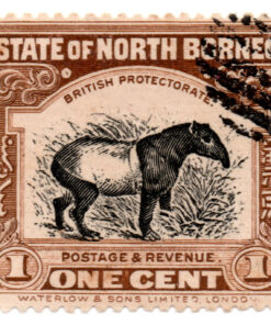 Malásia (Borneo) 1909 - STW-128 - 1909 -1911 Local Motifs - Mint Value is for Oval Bars Cancellations - Tapirus indicus (Selo usado)-0