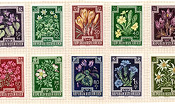 Conjunto 10 selos - Flores - Áustria - Série Completa