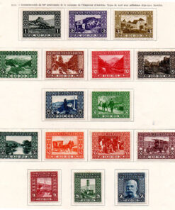 1910 - Comemoração do 80º aniversário de nascimento do imperador austríaco (página com 16 selos)