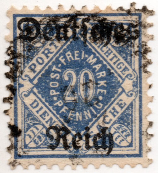1920 - Selos de serviço governamental de 1920 de Württemberg com impressão sobreposta "Deutsches Reich"