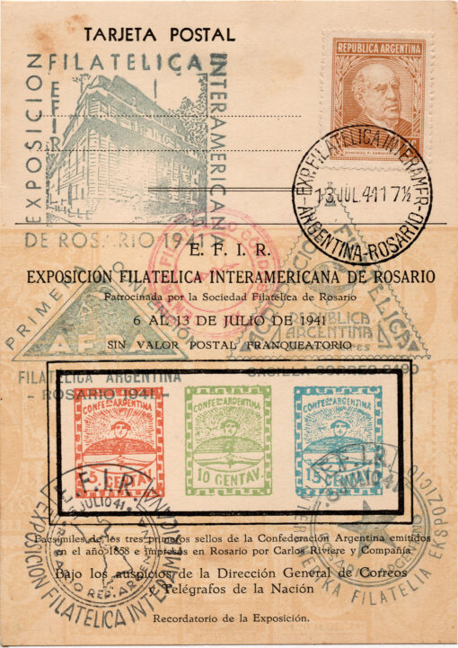 Folhinha comemorativa da Exposición Filatelica Interamericana de Rosário - 1941