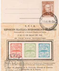 Folhinha comemorativa da Exposicion Filatelica Interamericana de Rosário - 1941