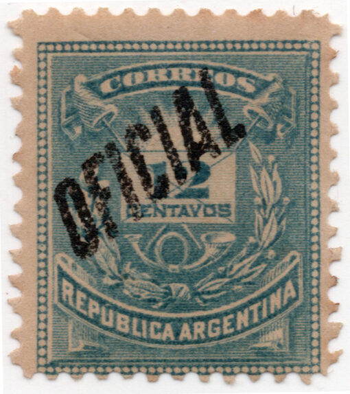 1884 - Selo postal de 1882 (STW-46) com impressão "OFICIAL" diagonalmente em preto