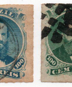 1876 - Dom Pedro II - "Percé" - (2 selos com variação de cor)