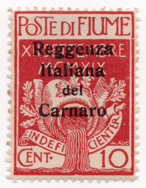 1920 - Selo Postal Militar de Fiume Sobretaxa -Carimbo "Reggenza Italiana del Carnaro"