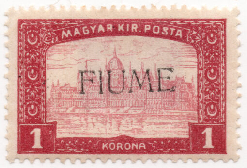 1918 - Selo postal da Hungria com inscrição sobreposta "Fiume"