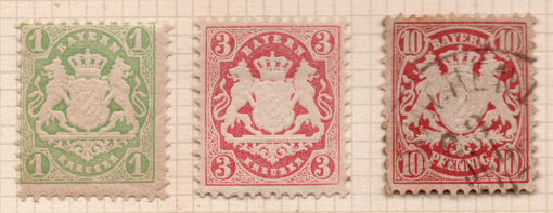 1867/1876 - Conjunto 3 selos - Brasões (Bavária)