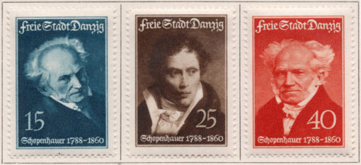 1938 - 150º aniversário do nascimento de Arthur Schopenhauer, 1788-1860 - Série completa - 3 selos)