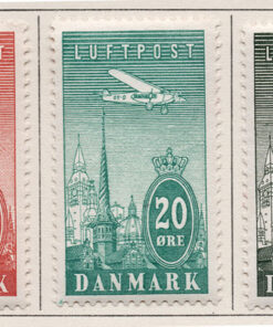 1934 Conjunto 5 selos - Série Avião sobrevoando Copenhague - (série completa)