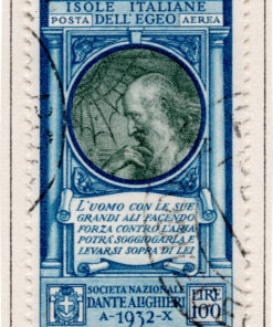 1932 - Selo italiano de correio aéreo nº 379 (Leonardo da Vinci) com "ISOLE ITALIANE DELL'EGEO" em vez de "ITALIA" no topo