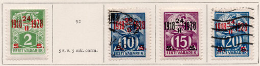 1928 - Selos de 1922-25 sobretaxados em vermelho ou preto (Conjunto 4 selos) - Série incompleta