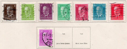 1936 -1940 Presidente Konstantin Päts (Conjunto 8 selos) - Série incompleta