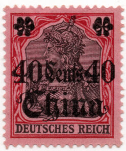 1905- Selo postal do Império Alemão com impressão sobreposta (China)