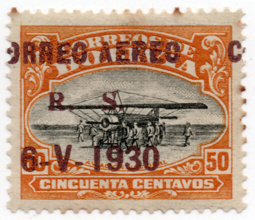 1930 - Edição de 1924 com impressão sobreposta "CORREO AEREO R. S. 6-V-1930" - Correio Aéreo