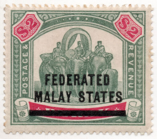 1900 - Selos postais de Perak com impressão sobreposta "Federated Malay States"