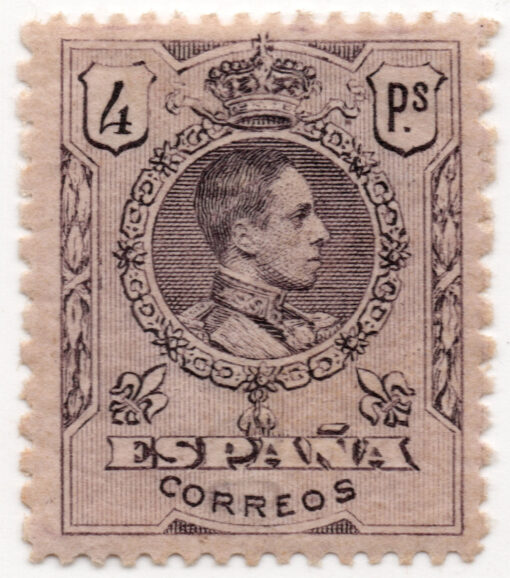 1909 -1917 Rei Alfonso XIII - Números de controle azuis na parte de trás