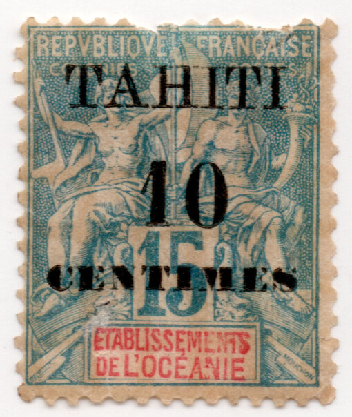 1903 - Selos postais da Oceania Francesa com sobretaxa e impressão sobreposta "TAHITI"