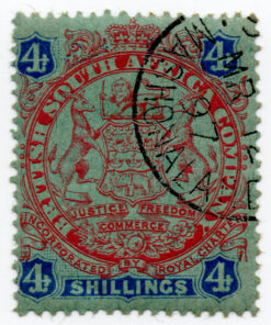 1896 - Coat of Arms - End of Scroll goes behind Rear Legs of Supporting Animals, Lion Lightly Shaded