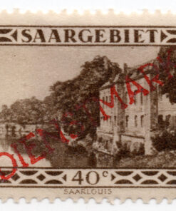 1927 - Saargebiet Postage Stamp No.112 Overprinted "DIENSTMARKE" at a 32 Degree Angle (Official)
